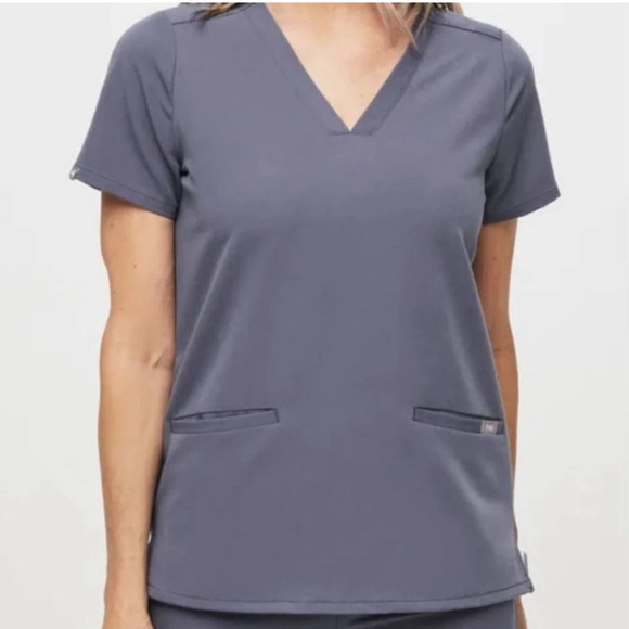 Figs Tops - FIGS Casma Three Pocket Scrub Top, Space Navy (Size XXS)